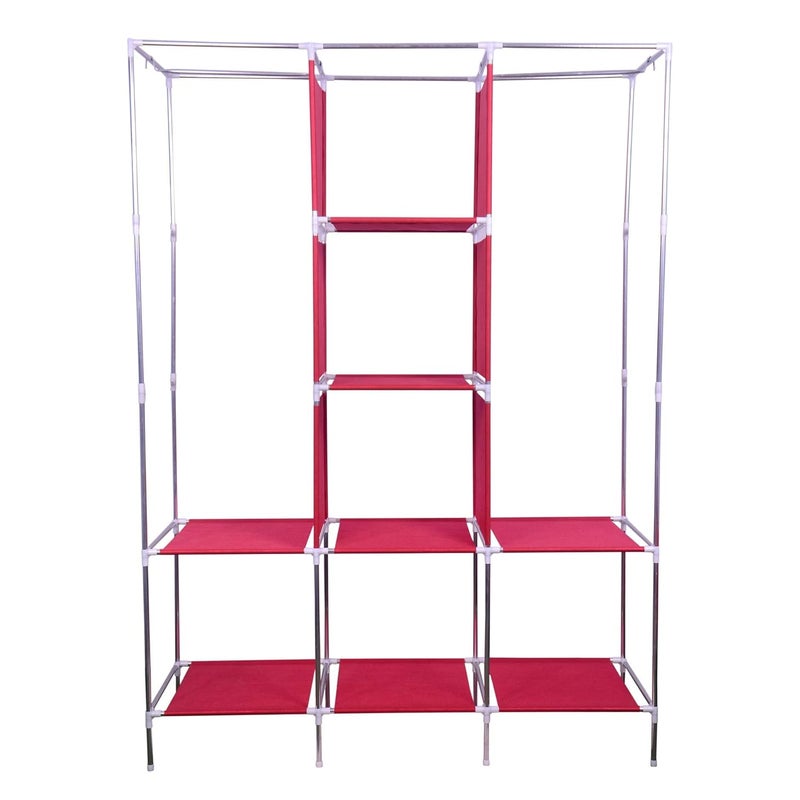 VipAsh VipAsh Advance 62 Shelves Design Cover Portable Collapsible Wardrobe for Storage Cloth Special for Hostel Boys and Girl and Using Household Used Accessories Standard Color Wine red  - Image 4