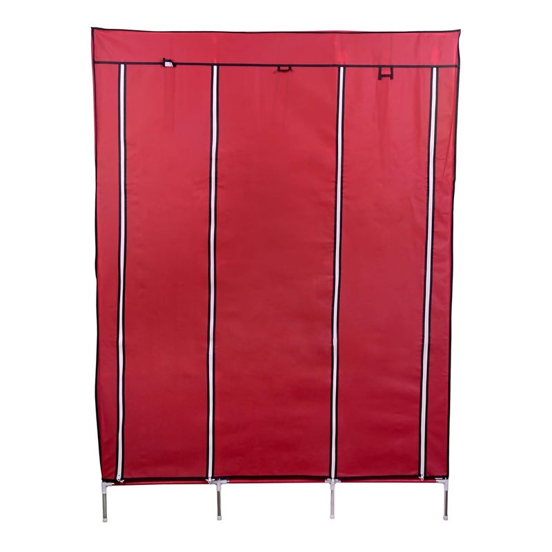 VipAsh VipAsh Advance 62 Shelves Design Cover Portable Collapsible Wardrobe for Storage Cloth Special for Hostel Boys and Girl and Using Household Used Accessories Standard Color Wine red  - Image 3