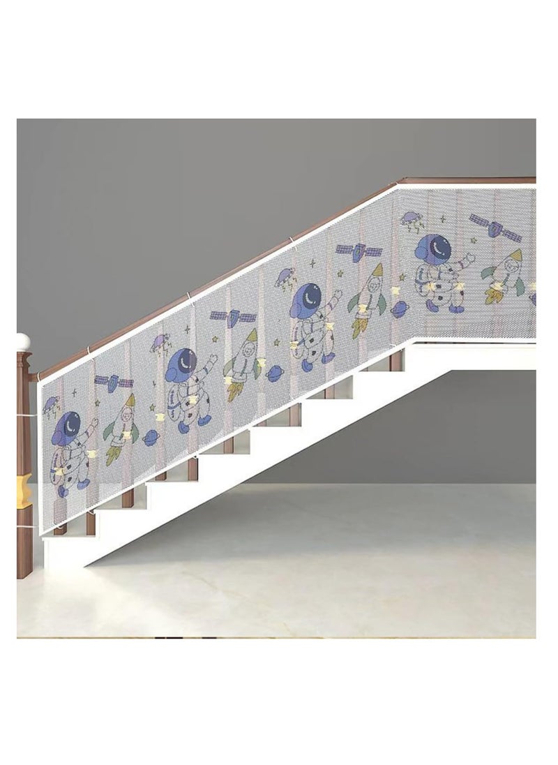 SYOSI - Child Safety Net Mesh, Baby Balcony and Stairway Safety Net with Pattern, Balcony and Stairway Railing Fence Mesh Protection Net for Kids and Pets(78.74 x 35.43 in) - Image 1