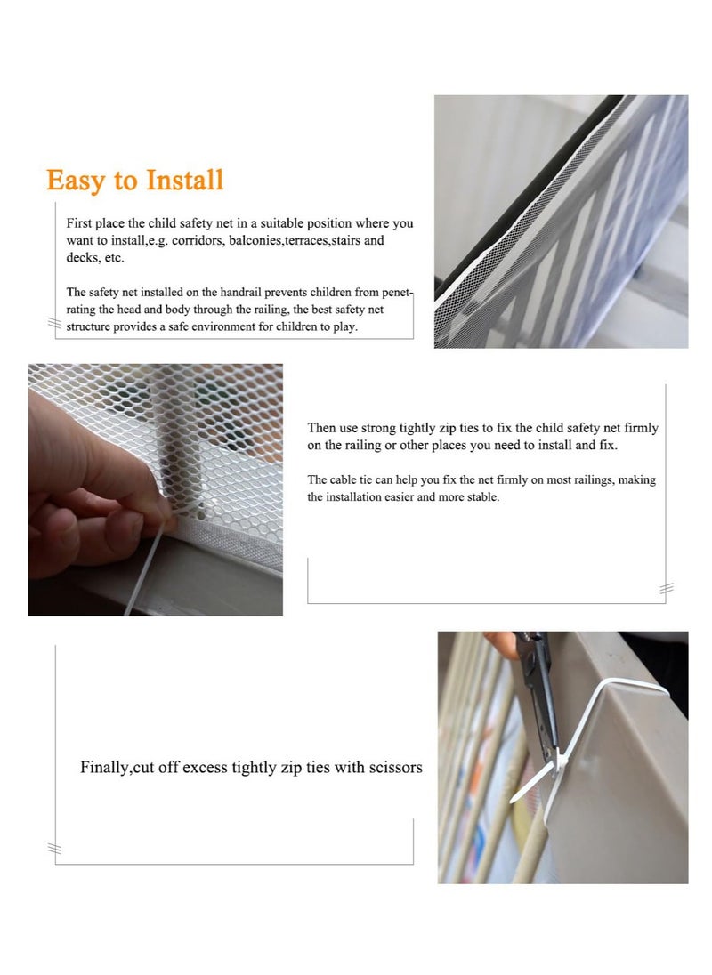 SYOSI - Child Safety Net Mesh, Baby Balcony and Stairway Safety Net with Pattern, Balcony and Stairway Railing Fence Mesh Protection Net for Kids and Pets(78.74 x 35.43 in) - Image 1