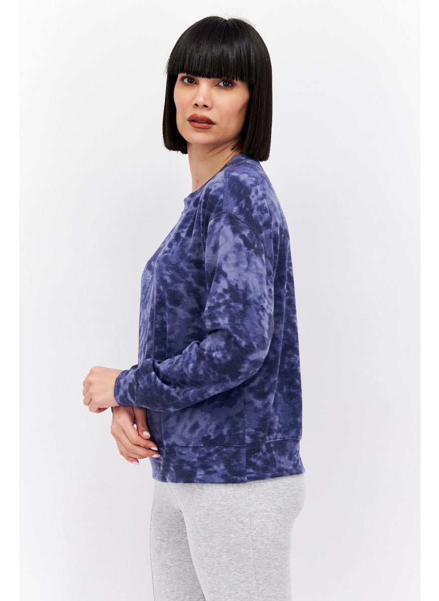 Jenni Women Tie Dye Long Sleeves Pajamas, Navy  - Image 3