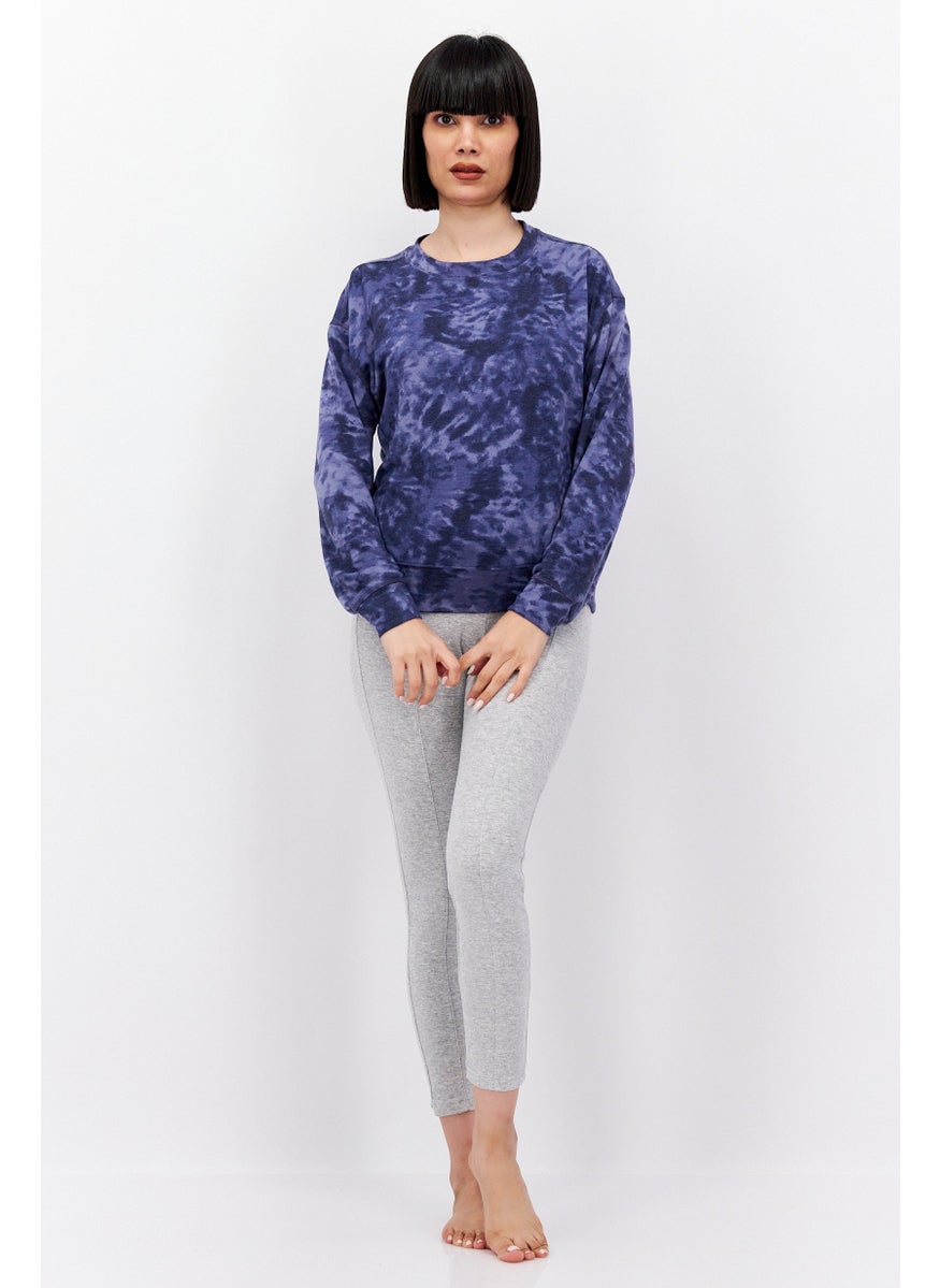 Jenni Women Tie Dye Long Sleeves Pajamas, Navy  - Image 4