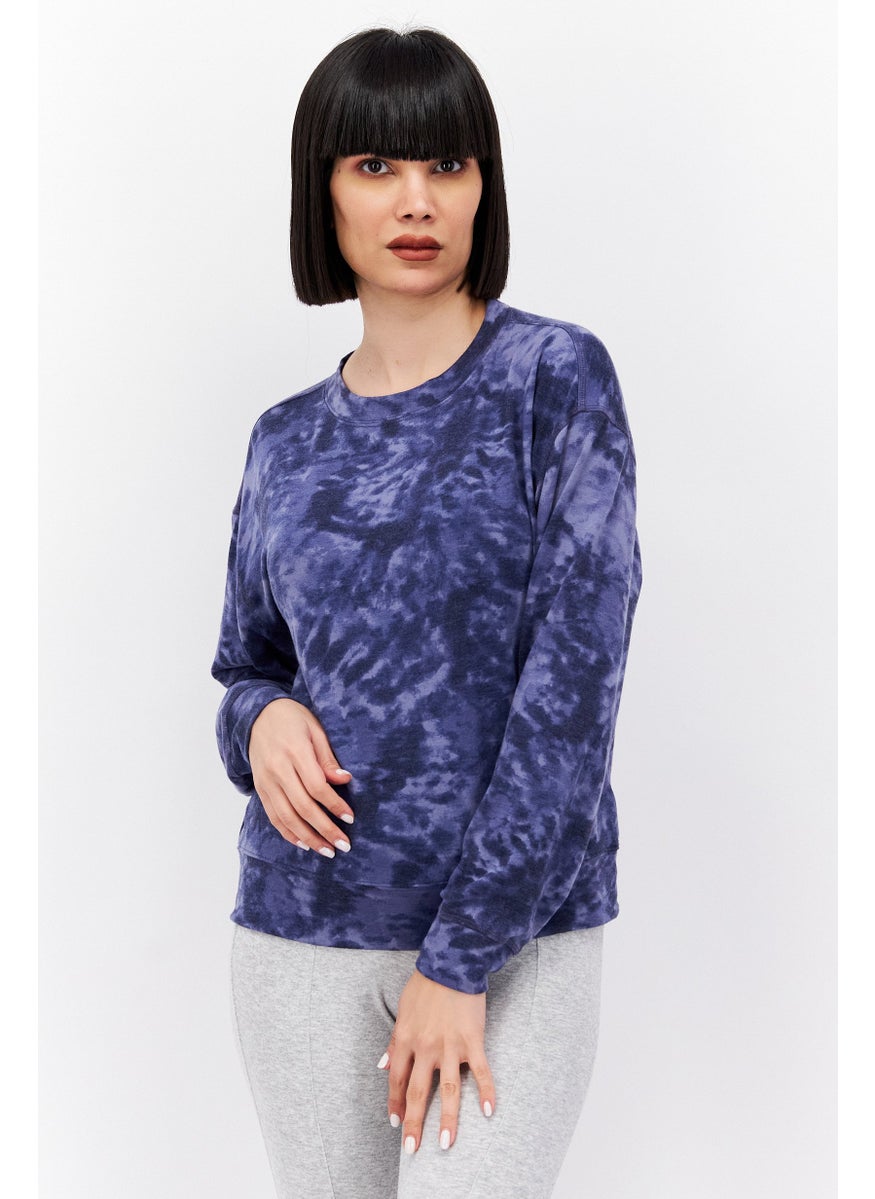 Jenni Women Tie Dye Long Sleeves Pajamas, Navy  - Image 1