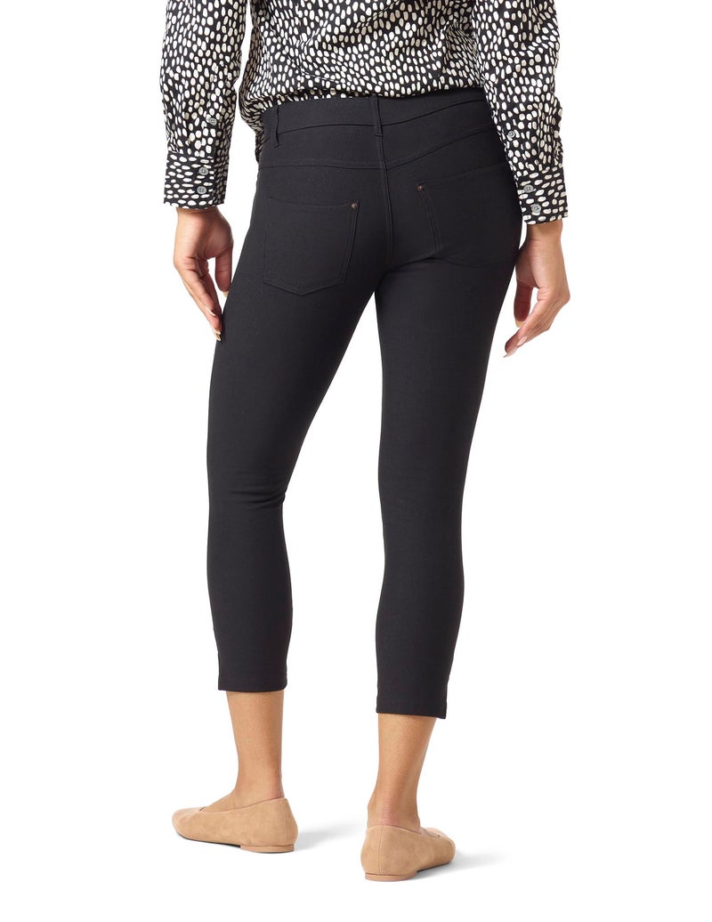 HUE Women's Essential Denim Capri Leggings with Pockets and Side Slits, Comfortable Pull On Pants, Black, 2X - Image 2