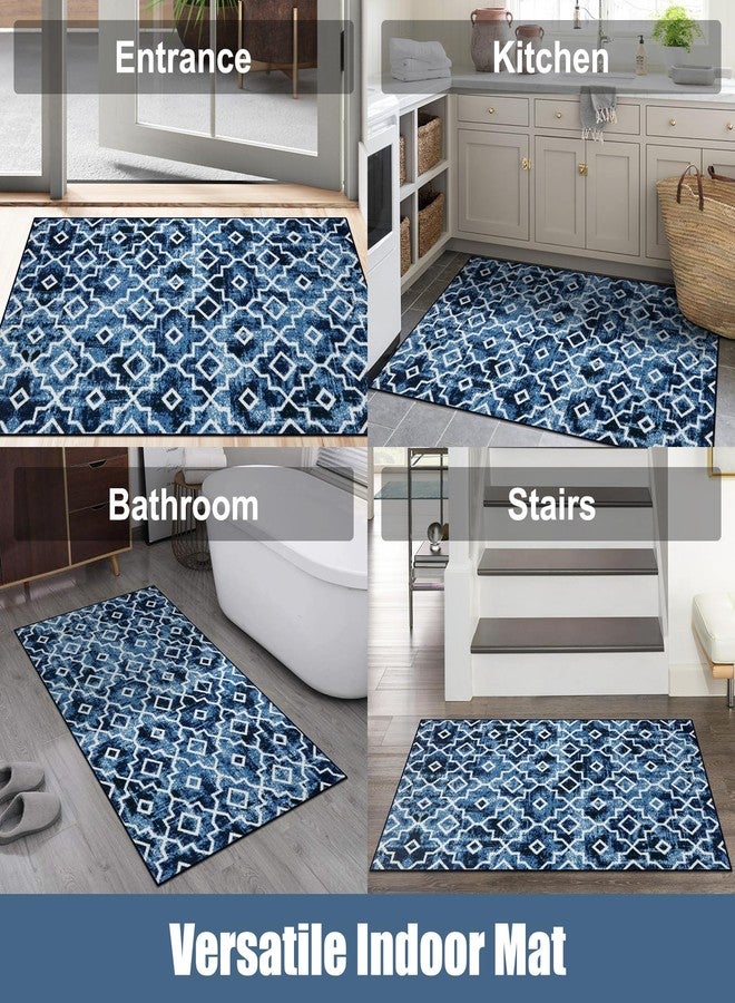 Wonnitar Moroccan Door Mats Indoor, 32''x48'' Indoor Mats for Front Door Entry, Washable Non-Slip Home Entrance Doormat, Low-Profile Dirt Resist Carpet for Entryway Mud Room (Post Blue,32''x48'') - Image 5