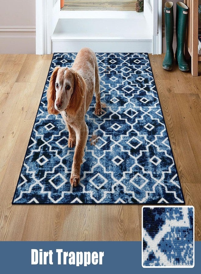Wonnitar Moroccan Door Mats Indoor, 32''x48'' Indoor Mats for Front Door Entry, Washable Non-Slip Home Entrance Doormat, Low-Profile Dirt Resist Carpet for Entryway Mud Room (Post Blue,32''x48'') - Image 4
