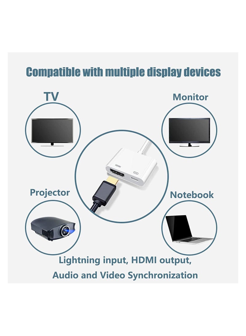 [Apple MFi Certified] Lightning to HDMI Digital AV Adapter for iPhone，1080P Digital Sync Screen Converter Charging Port for iPhone/iPad 1080P HDMI Converter for HD TV/Projector/Monitor,Support All iOS  - Image 2