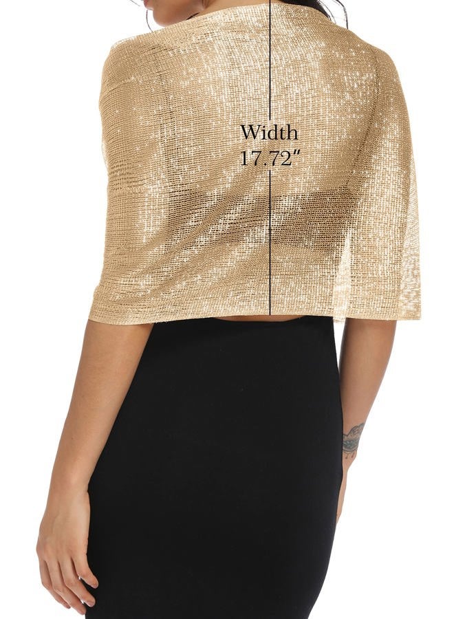 Rheane Sparkling Metallic Shawls and Wraps with Buckle for Evening Party Dresses Wedding Party, O. Dark Champagne/Gold (With Gold Buckle), L - Image 4