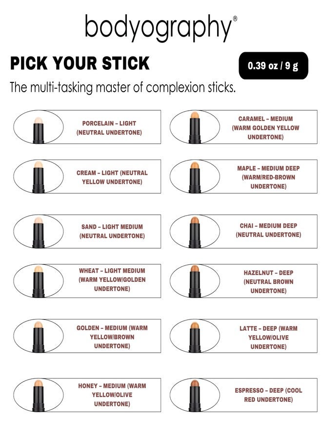 Bodyography Pro Perfect Foundation Stick - Demi-Matte Finish with A Natural Look - Enhancer for Concealing, Highlighting, and Contouring - Vitamin C & E (Espresso) - Image 2