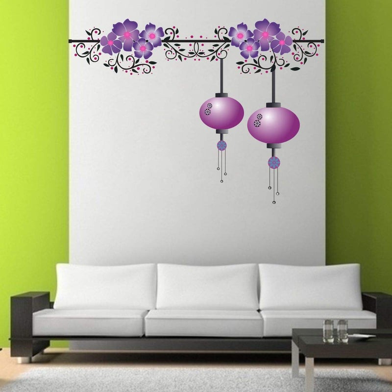 DecorVilla Decor Villa PVC Vinyl Colorfull Lamp 3D Wall Sticker JUST Peel Stick New Modern Art Trendy Wall Stickers for Home Decoration Living RoomOffice Bedroom etc Size 58 CM X 58 CM Multicolor - Image 1