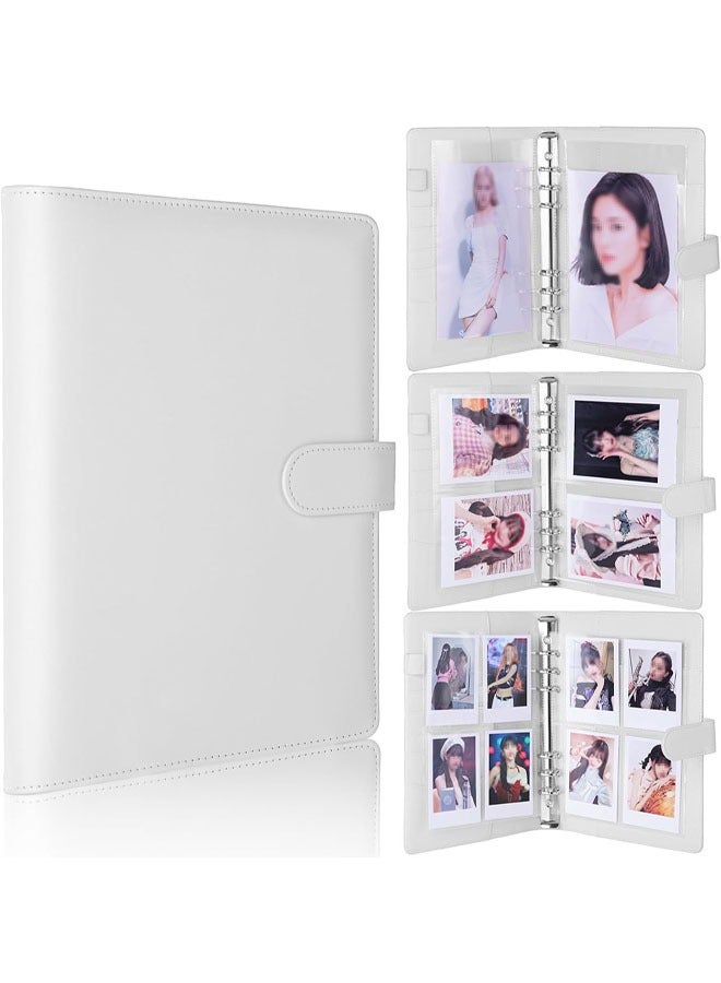 مجلد صور A5 مع 110 جيوب، ألبوم تجميع بطاقات بـ 6 حلقات، كتاب حامل صور من جلد PU مع واقيات صور متعددة الأحجام لتنظيم بطاقات K-Pop وبطاقات التداول وبطاقات الألعاب والتذكارات - Image 1