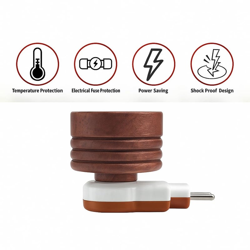 Shubhmangal موقد الكافور | موقد كهربائي كابور داني وموزع زيت أساسي | موقد كهربائي مقاوم للصدمات للعبادة، التأمل، الهفان وعطر المنزل | تصميم خشبي (عبوة من 1) - Image 3