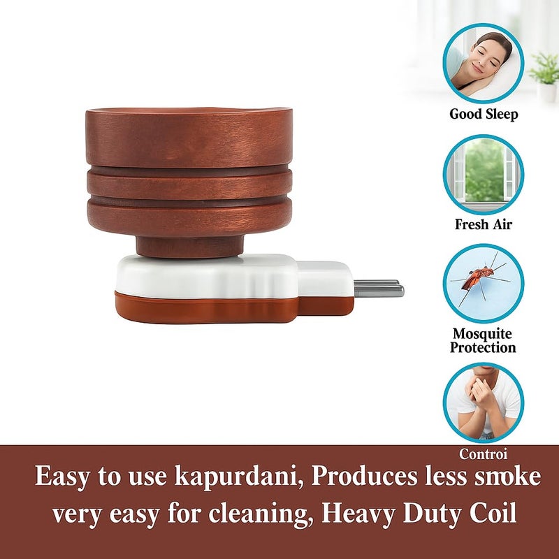 Shubhmangal موقد الكافور | موقد كهربائي كابور داني وموزع زيت أساسي | موقد كهربائي مقاوم للصدمات للعبادة، التأمل، الهفان وعطر المنزل | تصميم خشبي (عبوة من 1) - Image 5