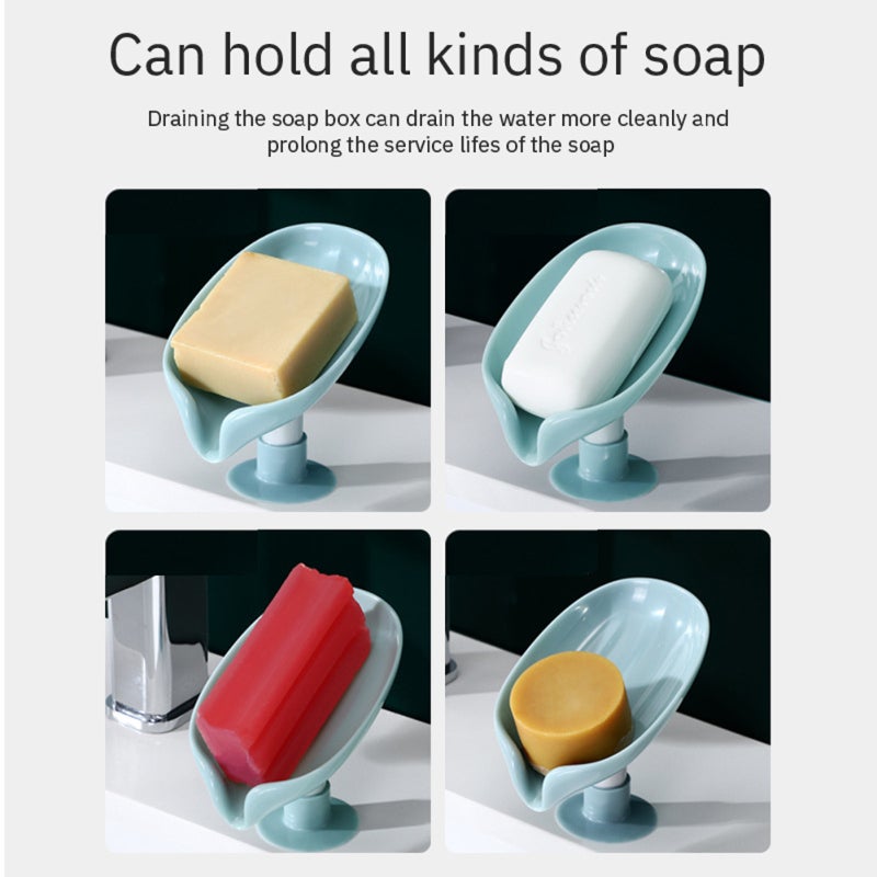 Blue Soap Dish: Lotus Leaf Shape Design, 45° Oblique Design, Separable Base Tray - Strong Enlarged Suction Cup, Space Aluminum Tube - for Bathroom, Kitchen, Sink - Image 2