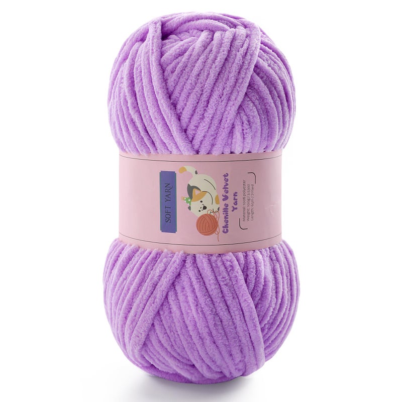 Mooaske Chunky Yarn for Crocheting - Chenille Yarn for Knitting - Bulky Blanket Yarns for Crocheting Blankets Amigurumi Craft Hat Shoes, Plush Fluffy Soft Yarns 71 yds/3.5 oz Each Skein(Light Purple) - Image 1