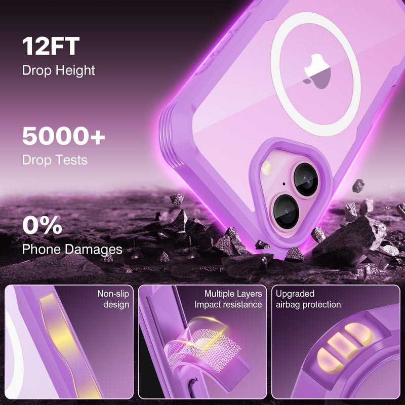 CENHUFO Magnetic Case for iPhone 16, Compatible with MagSafe Built-in Tempered Glass Screen Protector and Camera Protector [9H HD] 360° Shockproof Phone Cover Double Case – Rose Red Wide use selected material - Image 5