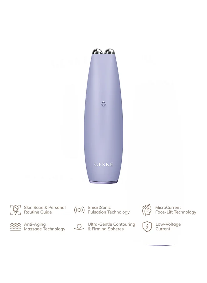 GESKE SmartAppGuided MicroCurrent Face-Lift Pen | 6 in 1 | Anti-aging device | Instant face lift | Skincare tool | Remove wrinkles for firm & youthful skin | Advanced smoothing facial firmer - Purple