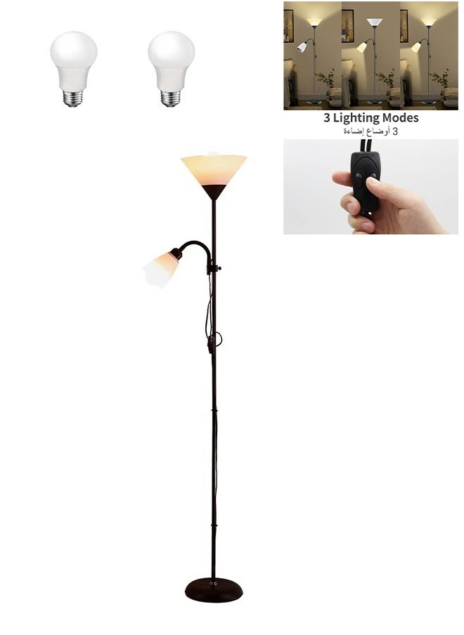 Joshberg LED Floor Lamp with Double Lights 3 Color Modes, Vertical Ground Lamp With Adjustable Reading Light, E27 Lamp Holder,Standing Light for Living Room, Bedroom, Office White  - Image 1