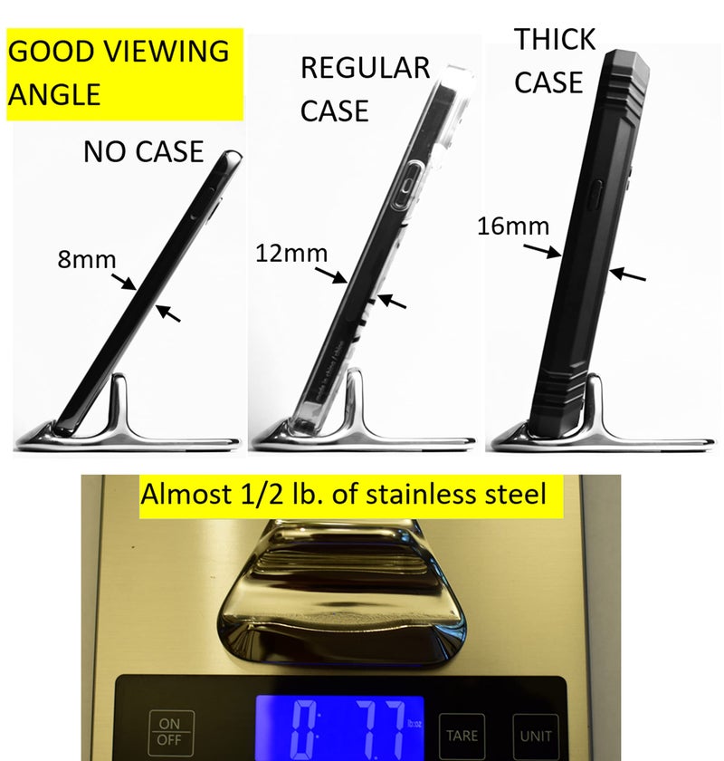 TrueGem Cell Phone or Tablet Stand. 1/2 lb. of Stainless Steel. iPhone, ipad, Cellphone, Mobile Phone Holder for Desk. - Image 2