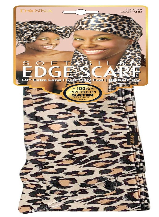 DONNA Soft Silky Edge Scarf, 60" Extra Long Multible Use Headband LEOPARD Color