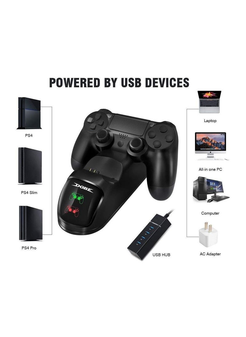 PS4 Controller Charger Dual Shock 4 Controller Charging Docking Station with LED Light Indicators and bottom light for PS4/PS4 Slim/PS4 Pro Controller