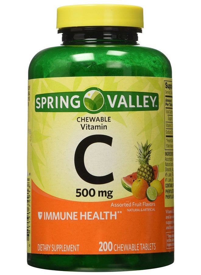 وادي الربيع - فيتامين سي بنكهة فواكه متعددة 500 ملغ، 200 قرص قابل للمضغ