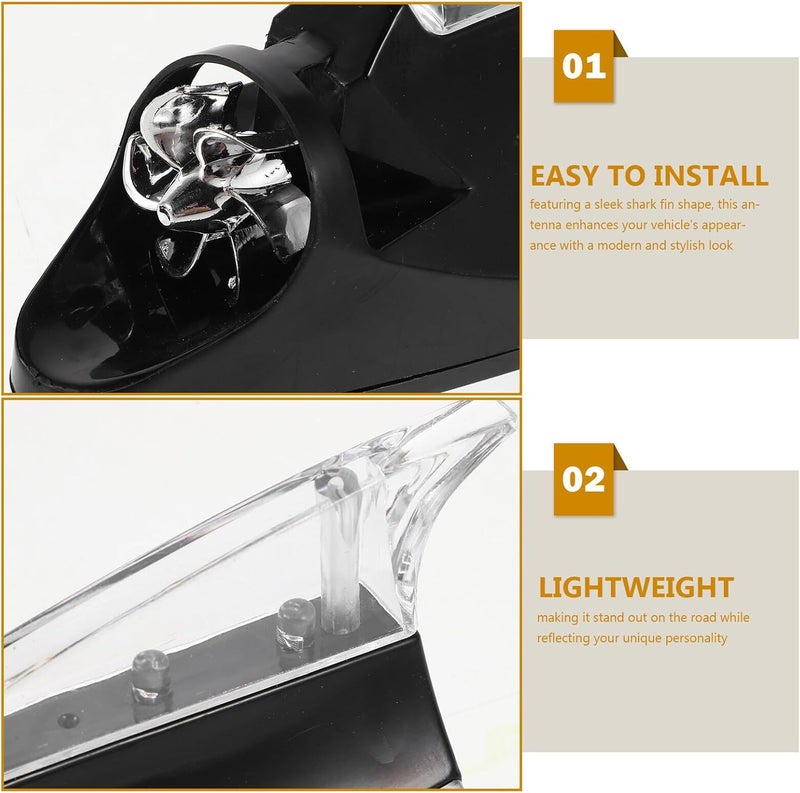 Universal Car Shark Fin Antenna with LED Light, Car Roof Replacement Antenna Mount, Automotive Exterior Decoration Aerial for Night Visibility and High-Speed Stability - Image 2