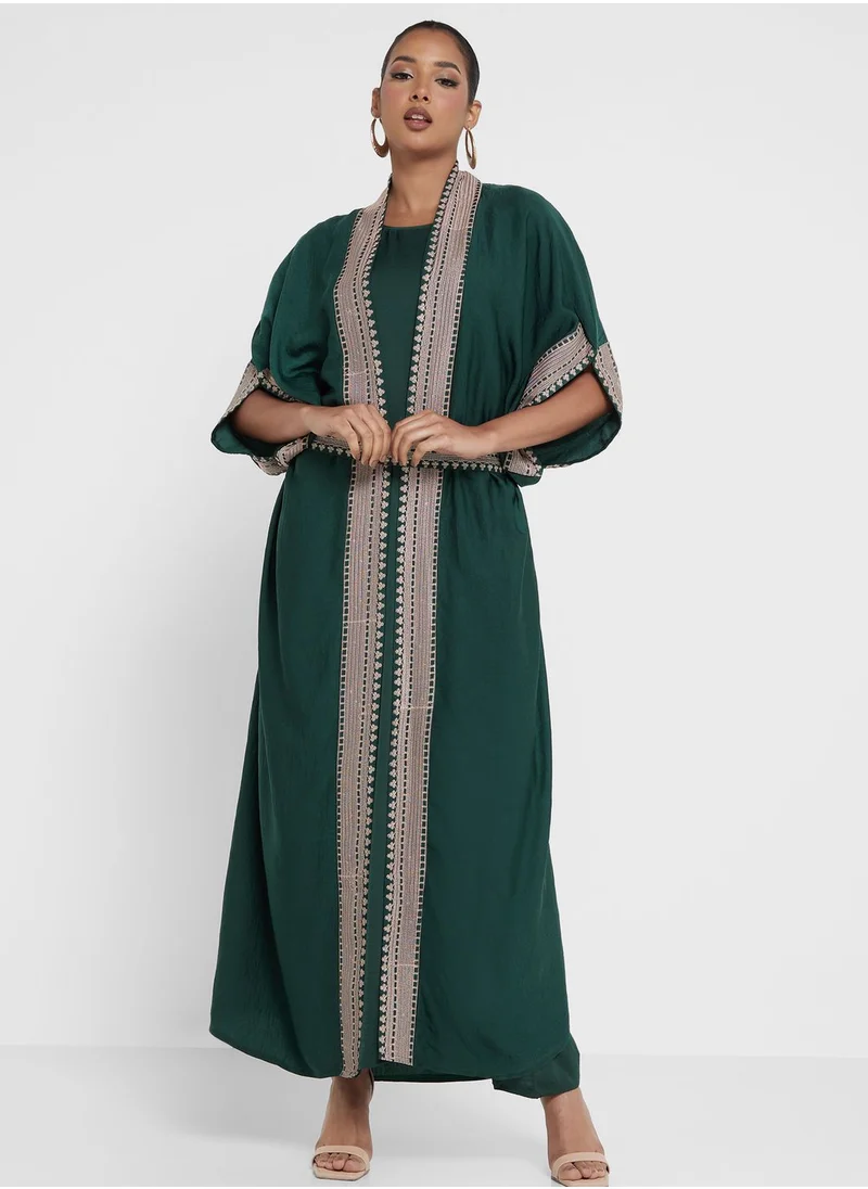 hayas closet Embroidered Belted Abaya