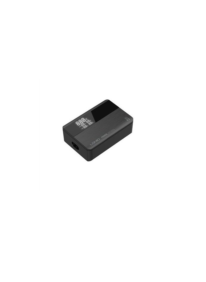 لدنيو - شاحن سطح المكتب فائق السرعة A4808Q بقوة 65 وات، 4 منافذ USB PD3.0+QC4.0 مع شاشة LCD - أسود - Image 1