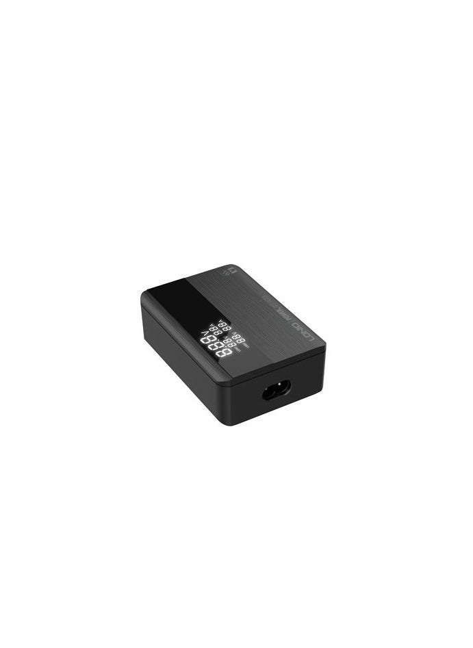 لدنيو - شاحن سطح المكتب فائق السرعة A4808Q بقوة 65 وات، 4 منافذ USB PD3.0+QC4.0 مع شاشة LCD - أسود - Image 1