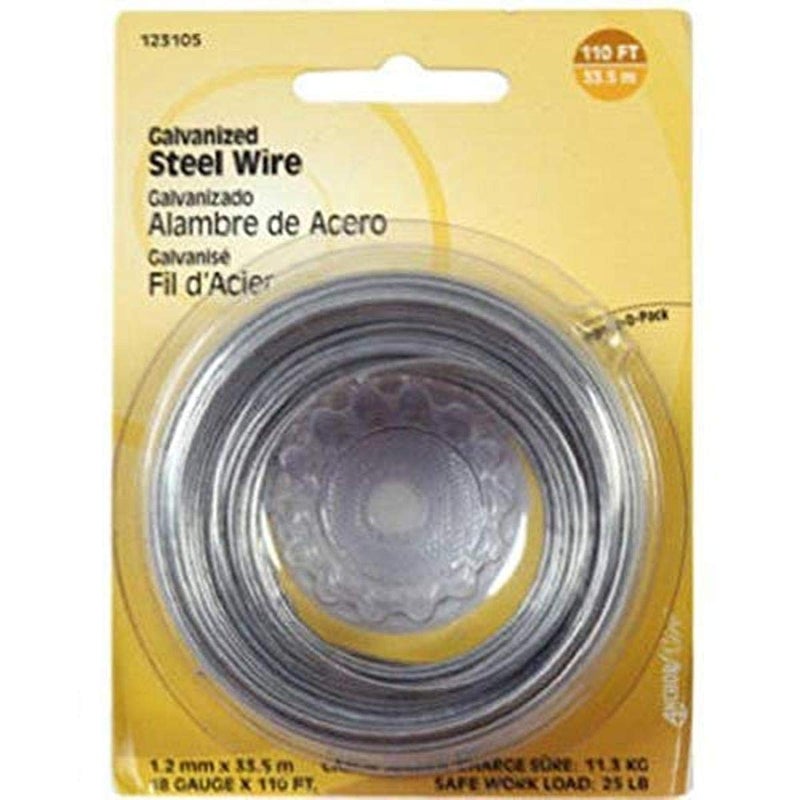 Hillman The Hillman Group 123130 16 Gauge Galvanized Steel Wire, 25-Feet, 1-Pack, Silver