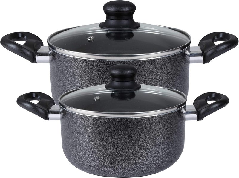 Royalford 8 Pieces Non-Stick Cookware Set Cd Bottom 2.5Mm Thichness Heat Resistant Exterior Strong Aluminium Body Easy Grip Bakelite Handle Durable Interior Pfoa Free Black - Image 2