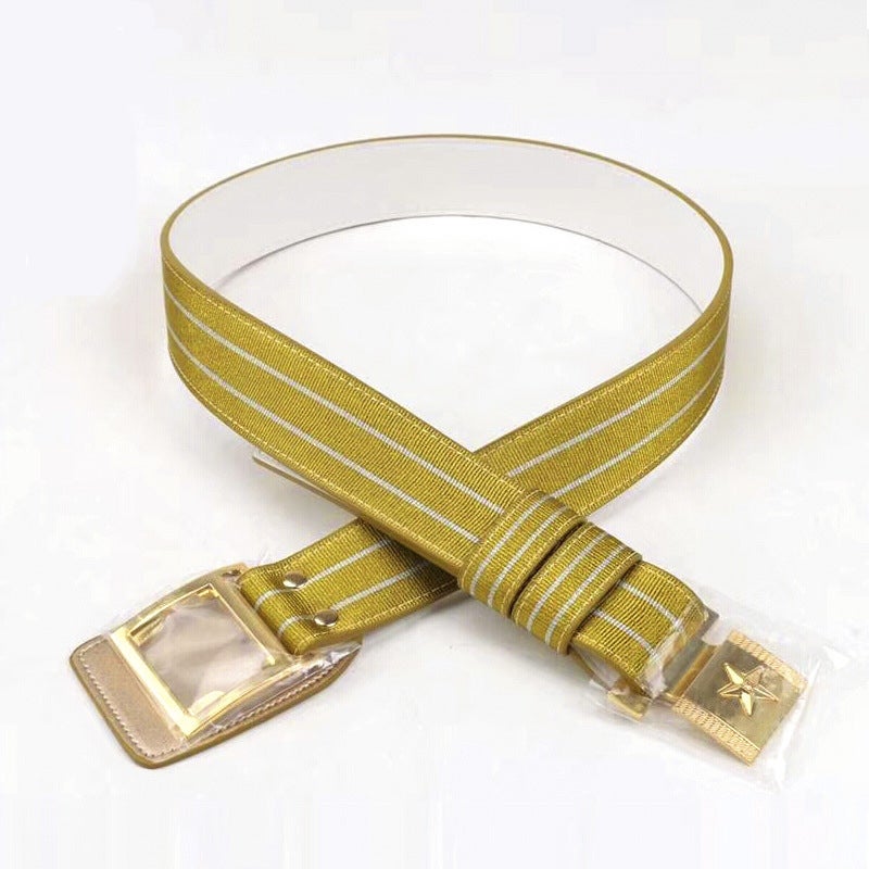 Celebration Students Boys And Girls Five-Pointed Star Silk Ribbon Polyester Ribbon Belt Belt Belt Golden Etiquette Golden Crossbody Belt - Image 5