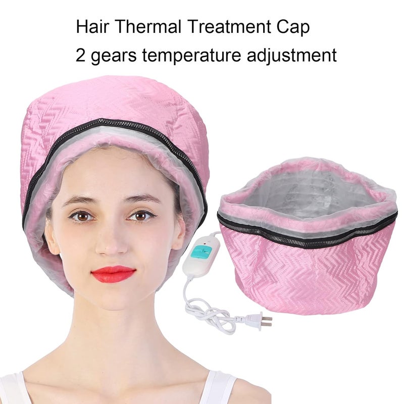 klarako Electric Thermal Hair Hat, Temperature Adjustable Deep Conditioning Electric Heat Hat Pink Hair Steamer Heating Hat Electric Steam Haircare Deep Conditioning Dryer for SPA Home Use - Image 2