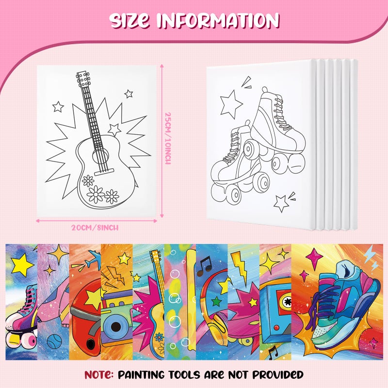 Sherr 10 Pcs Pre Drawn Canvas for Painting, Preprinted Stretched Cotton Canvas for Adults, Pre Drawn Outline for Couple Date Night Activity, Sip and Paint Party Favor(Vintage,8 x 10 Inch) - Image 2