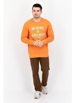 Levi's Men Crew Neck Graphic Long Sleeve Sweatshirt, Orange  - Image 2