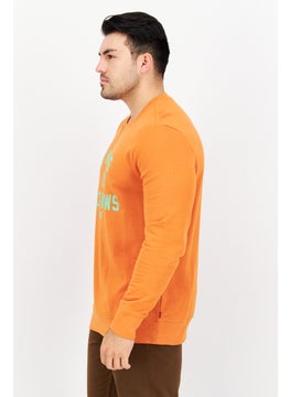 Levi's Men Crew Neck Graphic Long Sleeve Sweatshirt, Orange  - Image 4
