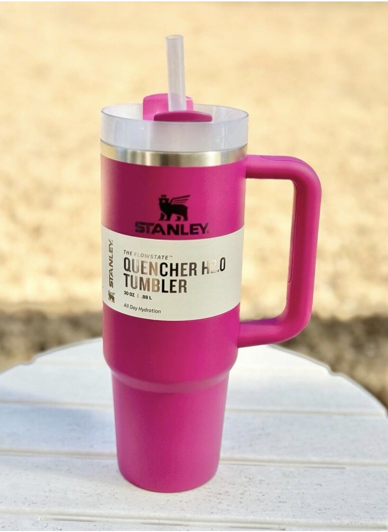 Stanley Stanley Quencher H2.0 Flow State Vacuum Insulated Stainless Steel Tumbler with Lid and Straw for Water, Iced Tea or Coffee, Smoothies and More, Fuchsia 2.0, 40 oz  - Image 2