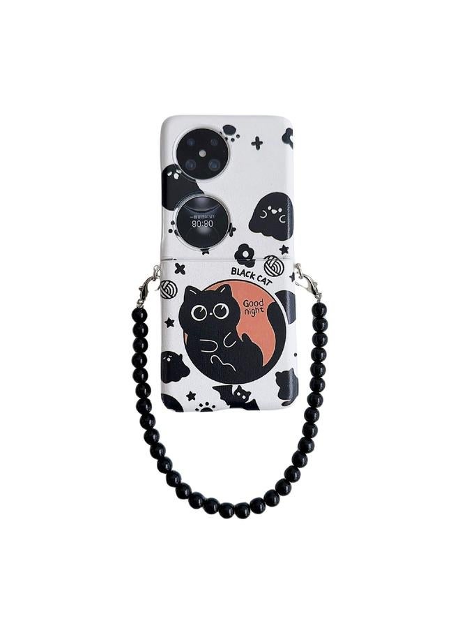 Zaboon Case For Huawei Pocket 2 Painted Black Cat Pattern Side Buckle Phone Case - Image 1