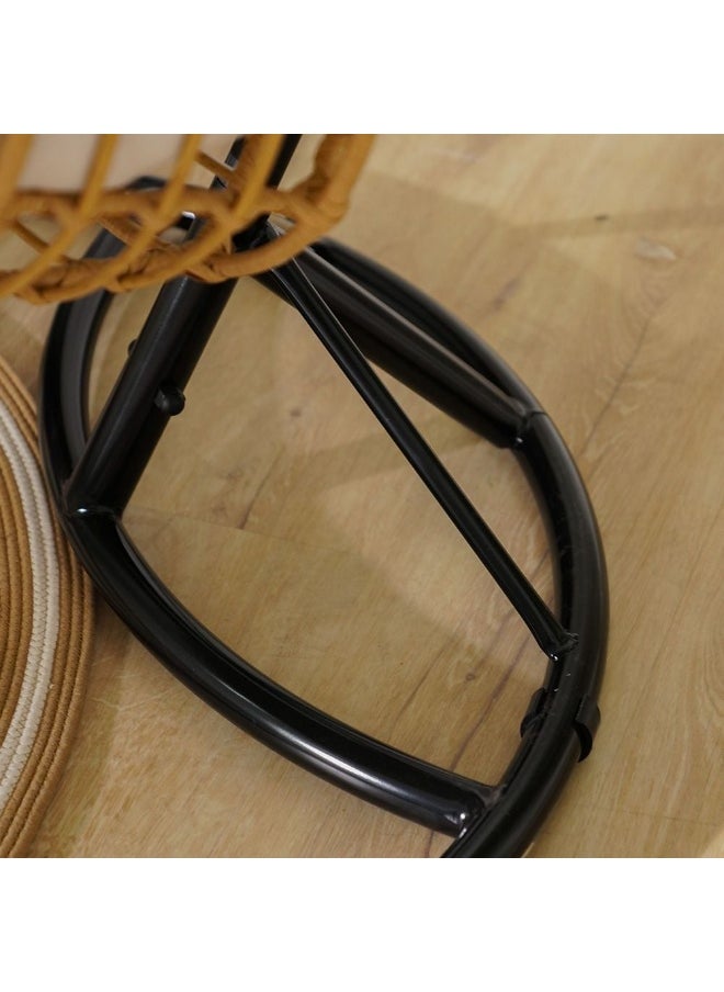 DANUBE HOME - Gloria Rattan Swing Chair Hammock Hanging Chair Indoor Outdoor Patio Wicker Hanging Chair Swing Egg Basket Chairs With Stand - Black/Beige - Image 1