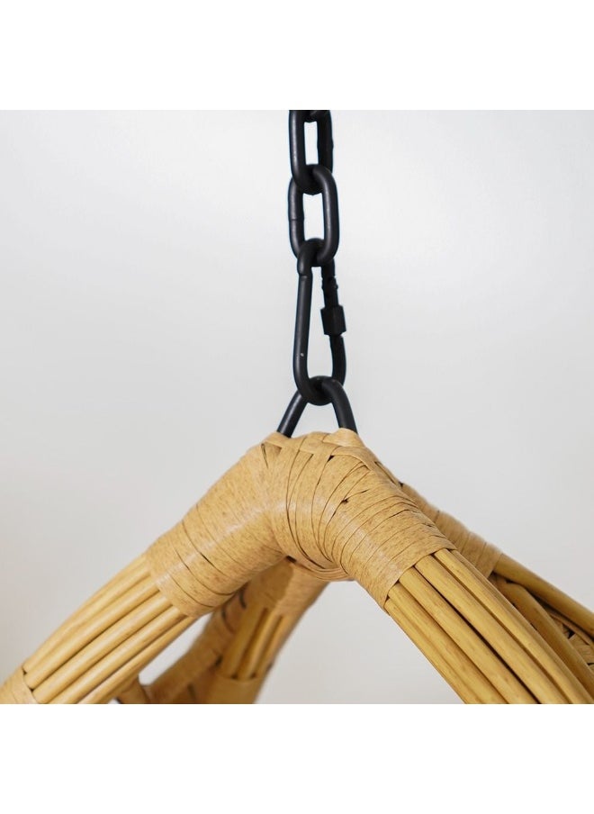 DANUBE HOME - Gloria Rattan Swing Chair Hammock Hanging Chair Indoor Outdoor Patio Wicker Hanging Chair Swing Egg Basket Chairs With Stand - Black/Beige - Image 1