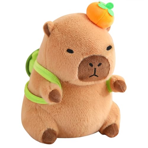 Ditucu Cute Orange Capybara Plush Pillow with Turtle Backpack Stuffed Animal Capibara Plushies Toys Gifts for Kids Brown 11 inch - Image 1