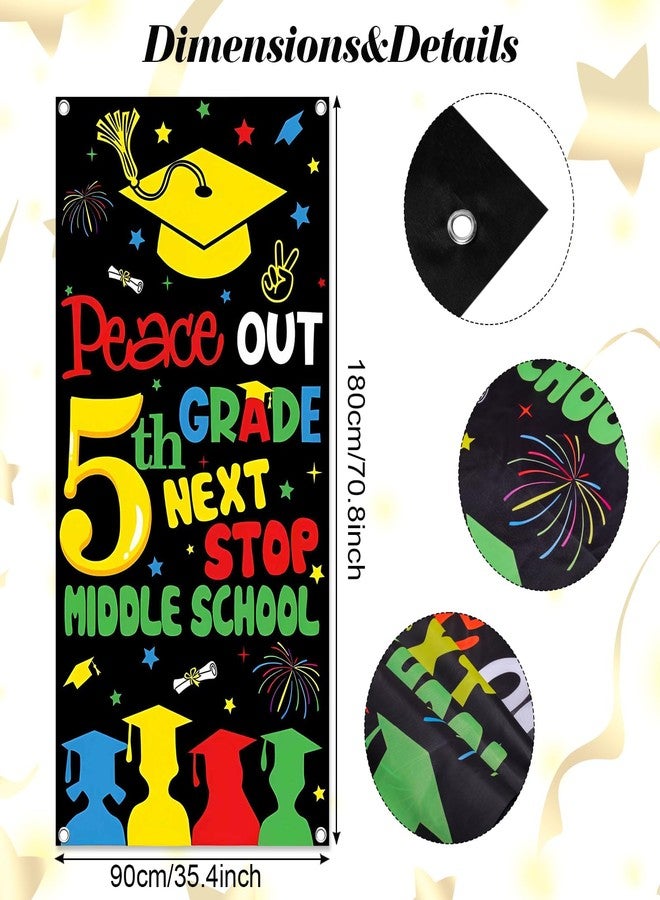Hftjtsa 5TH Grade Graduation Decorations 2026 5TH Door Cover Peace Out 5th Grade Next Stop Middle School Front Door Banner Door Hanging Banner Decorations for Fifth Grade Grad Party Supplies - Image 2