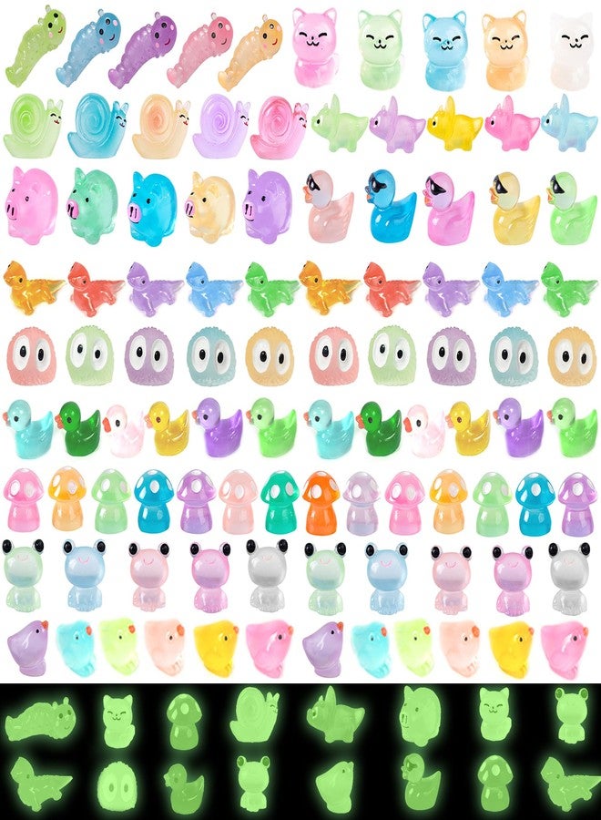 Tazimi 90 PCS Mini Resin Animal Figurines Glow in The Dark Miniature Figurines Aquarium Ornaments Charms for Garden Dollhouse Aquarium Home Birthday Party - Image 1