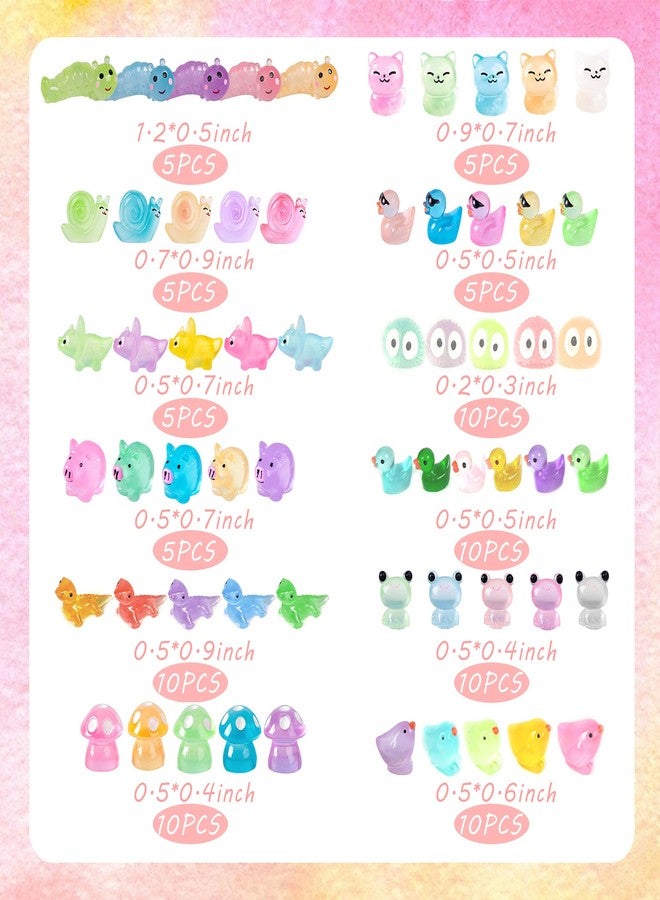 Tazimi 90 PCS Mini Resin Animal Figurines Glow in The Dark Miniature Figurines Aquarium Ornaments Charms for Garden Dollhouse Aquarium Home Birthday Party - Image 2