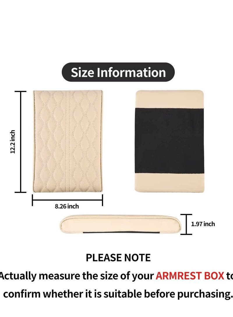 Generic Car Center Console Cover Armrest Box Mat,Memory Foam Leather Arm Rest Covering Car, Arm Rest Cushion for SUV Truck Vehicle Beige - Image 2