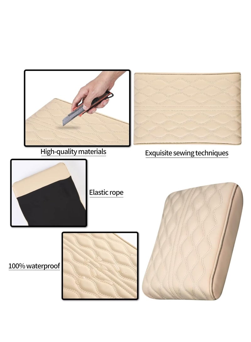 Generic Car Center Console Cover Armrest Box Mat,Memory Foam Leather Arm Rest Covering Car, Arm Rest Cushion for SUV Truck Vehicle Beige - Image 4