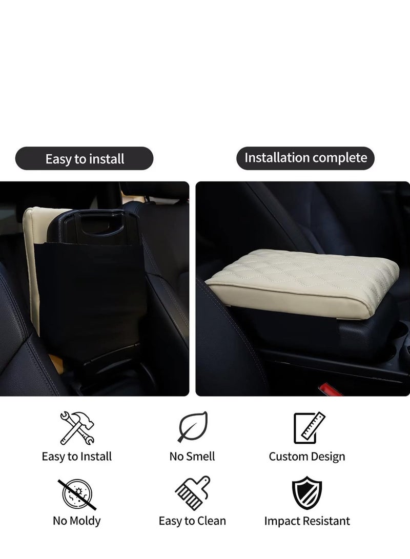 Generic Car Center Console Cover Armrest Box Mat,Memory Foam Leather Arm Rest Covering Car, Arm Rest Cushion for SUV Truck Vehicle Beige - Image 5