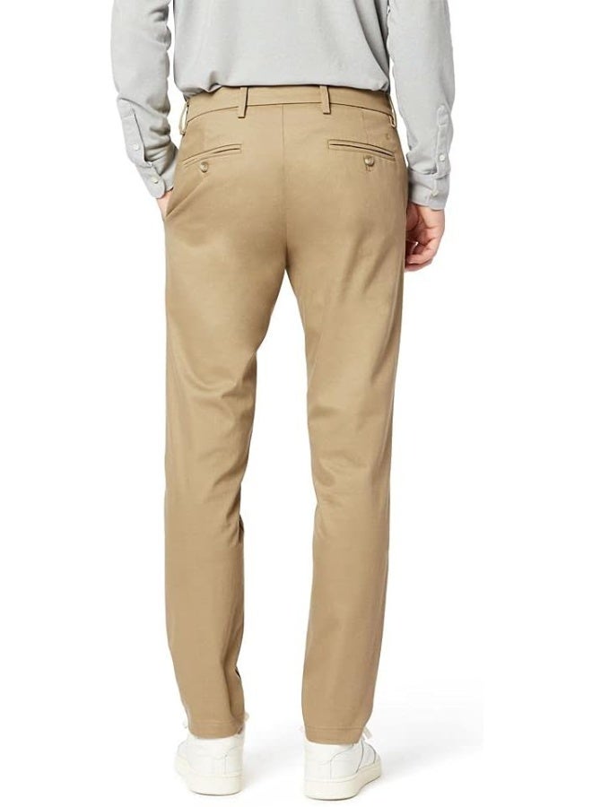 DOCKERS بنطلونات دوكرز للرجال بتصميم نحيف من قطن لاكس، كاكي بريطاني جديد، 36W x 30L - Image 2