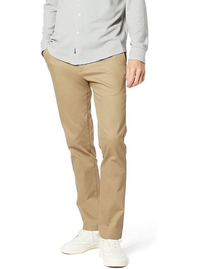 DOCKERS بنطلونات دوكرز للرجال بتصميم نحيف من قطن لاكس، كاكي بريطاني جديد، 36W x 30L - Image 4